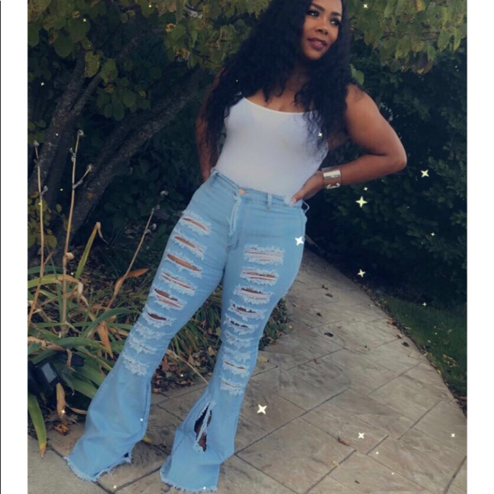 Light wash ripped jeans